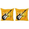 thumbnail image 1 of Guitar Throw Pillow Cushion Cover Pack of 2, Summer Inspired Artwork of Circular Swirls Curls Painted by Hand, Zippered Double-Side Digital Print, 4 Sizes, Orange White, by Ambesonne, 1 of 2