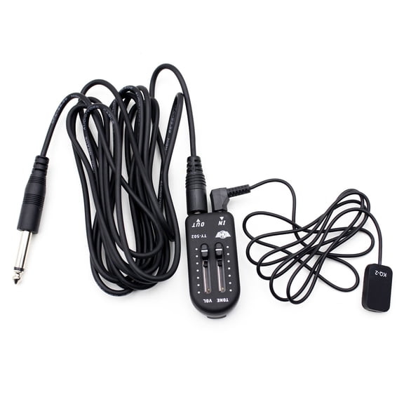 Guitar Transducer Music KQ-2 Piezo Contact Pickup Transducer with Volume Controller Tuner Audio Cable Sticker for Guitar Violin Banjo Mandolin Ukulele Stringed Instruments Universal