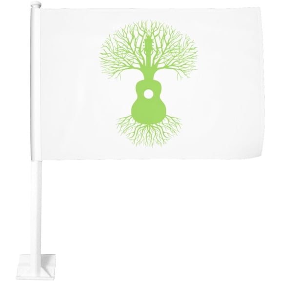 Guitar Tree Music Car Flag 12x18 Inch Window Clip Flag - Double Sided Fade Resistant Outdoor Decoration Let Your Cars Stand Out