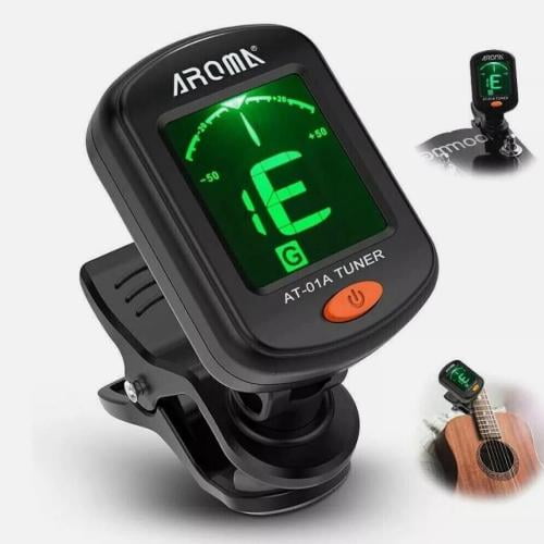 Guitar Tuner - 360° Rotating LCD Display for All Instruments, Clip On Tuner Auto Power Off/One Button Operation