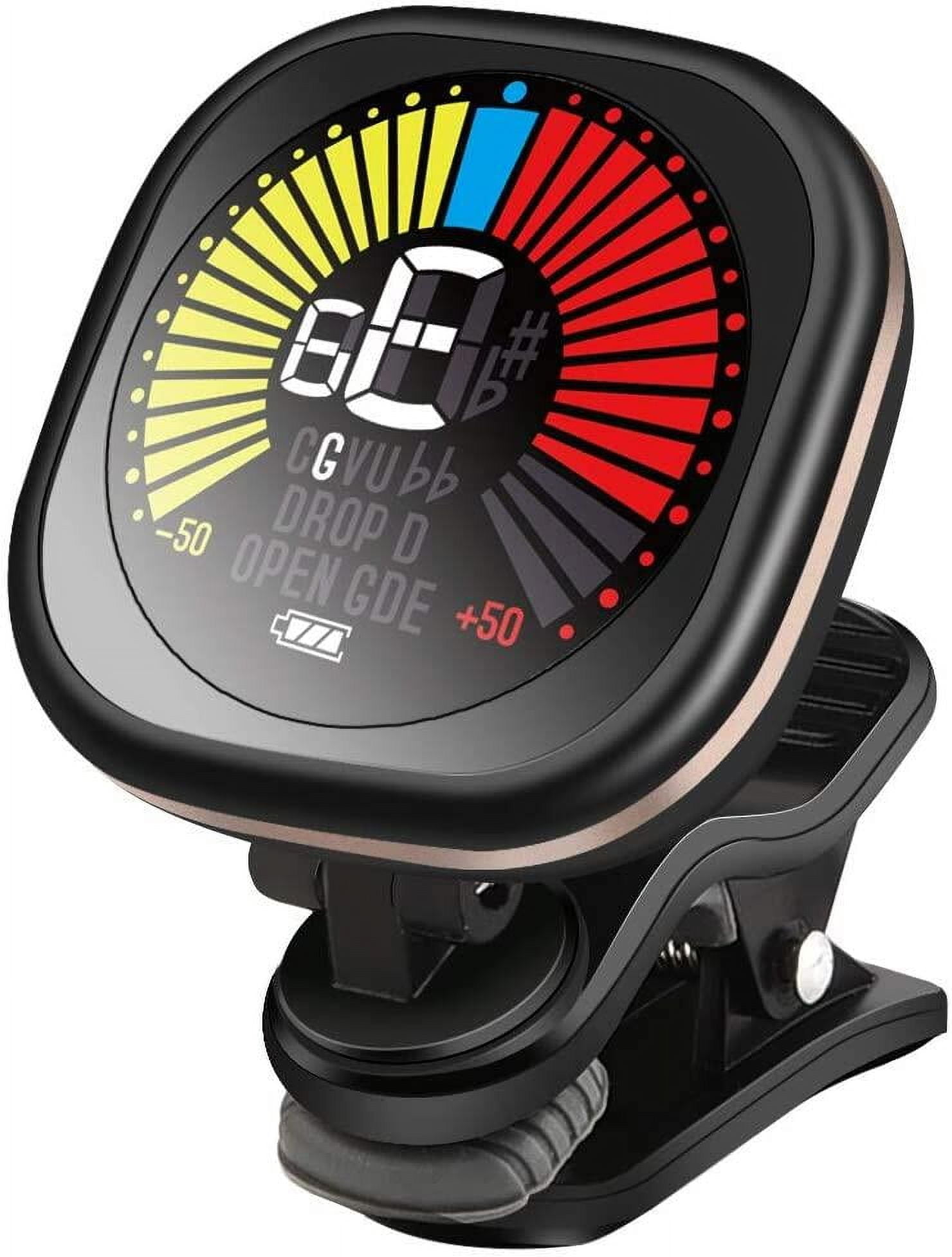 Guitar Tuner Rechargeable Clip On LED Color Display Tuner for All Instruments - Guitar, Violin, Ukulele & Chromatic Tuning Modes, Fast & Accurate, Easy to Read, Professional and Beginner