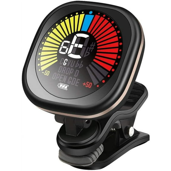 Guitar Tuner Rechargeable Clip On LED Color Display Tuner for All Instruments - Guitar, Violin, Ukulele & Chromatic Tuning Modes, Fast & Accurate, Easy to Read, Professional and Beginner