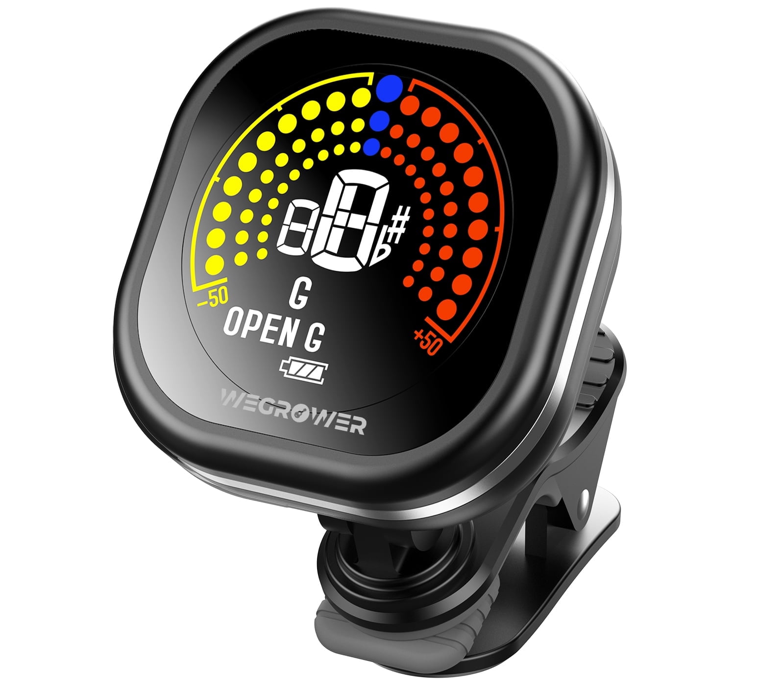 Guitar Tuner Rechargeable, Clip On Tuner with LCD Color Display with Guitar, Ukulele, Violin and Chromatic Tuning Modes, Tuners for Musical Instruments
