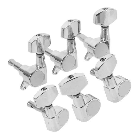 GOOHOCHY Acoustic Guitar Locking Tuners 6pcs Full Closed Keys with Large Handle for Easy and Accurate Tuning Silver