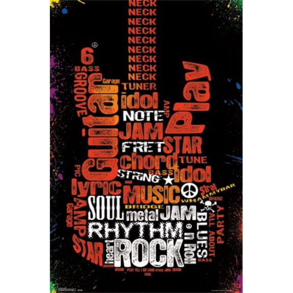 Guitar - Typography Poster Print (24 x 36)