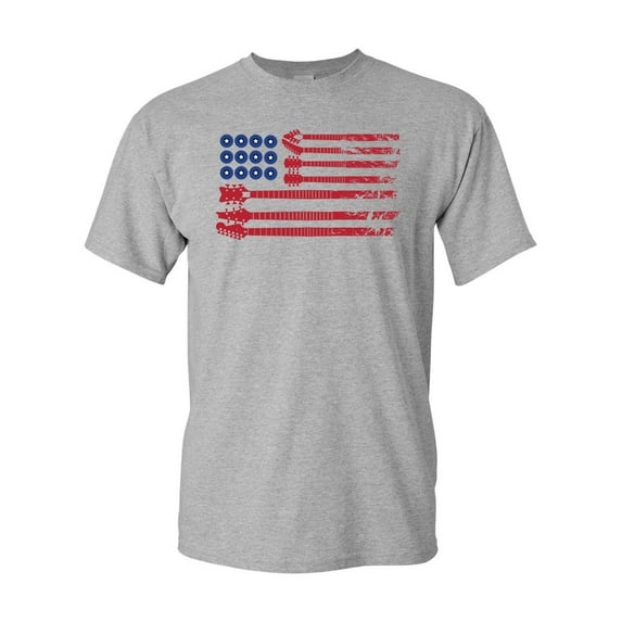 Guitar USA Flag Novelty DT Adult T-Shirt Tee