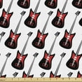 thumbnail image 1 of Ambesonne Guitar Fabric by the Yard Upholstery, Rock Electric Guitars, 3 Yards, Red Black White, 1 of 4
