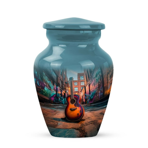 Guitar Urns For Adult Human Ashes For Adults 3 Inch - Burial Urns For Human Ashes Female Keepsake Remains - Blue Cremation Urn For Women & Men - Pink Urn For Husband And Wife