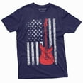 thumbnail image 1 of Guitar Usa Flag T-Shirt Country Music Band Gifts Guitarists 4Th Of July American Patriotic Tee (X-Large Navy Blue), 1 of 5