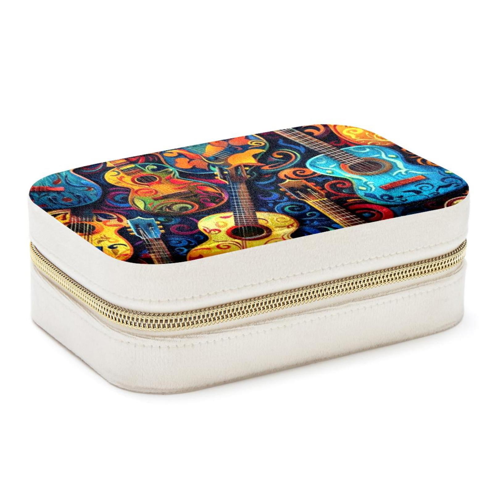 Guitar Velvet Portable Decorative Box with Removable Compartment ...