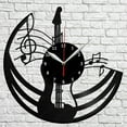thumbnail image 1 of Guitar Vinyl Record Wall Clock Wall Art 3D Modern Design Office Bar Room Home Decor Gift, 1 of 7