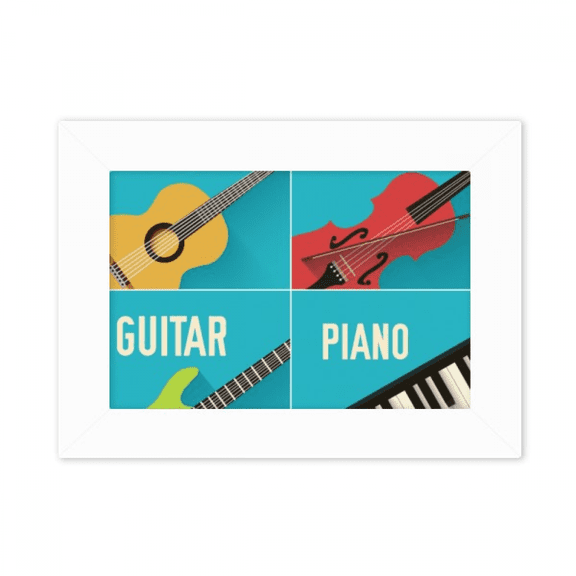 Guitar Violin Piano Combination Pattern Photo Mount Frame Picture Art Painting Desktop 5x7 inch