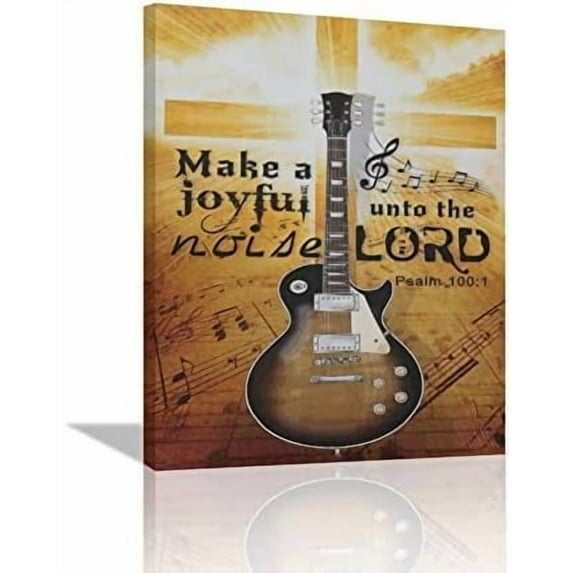 Guitar Wall Art Vintage Music Guitar Pictures Wall Decor Cool Rock Guitar Canvas Prints Painting Retro Musical Framed Artwork for Bathroom Living Room Bedroom 12"x16"