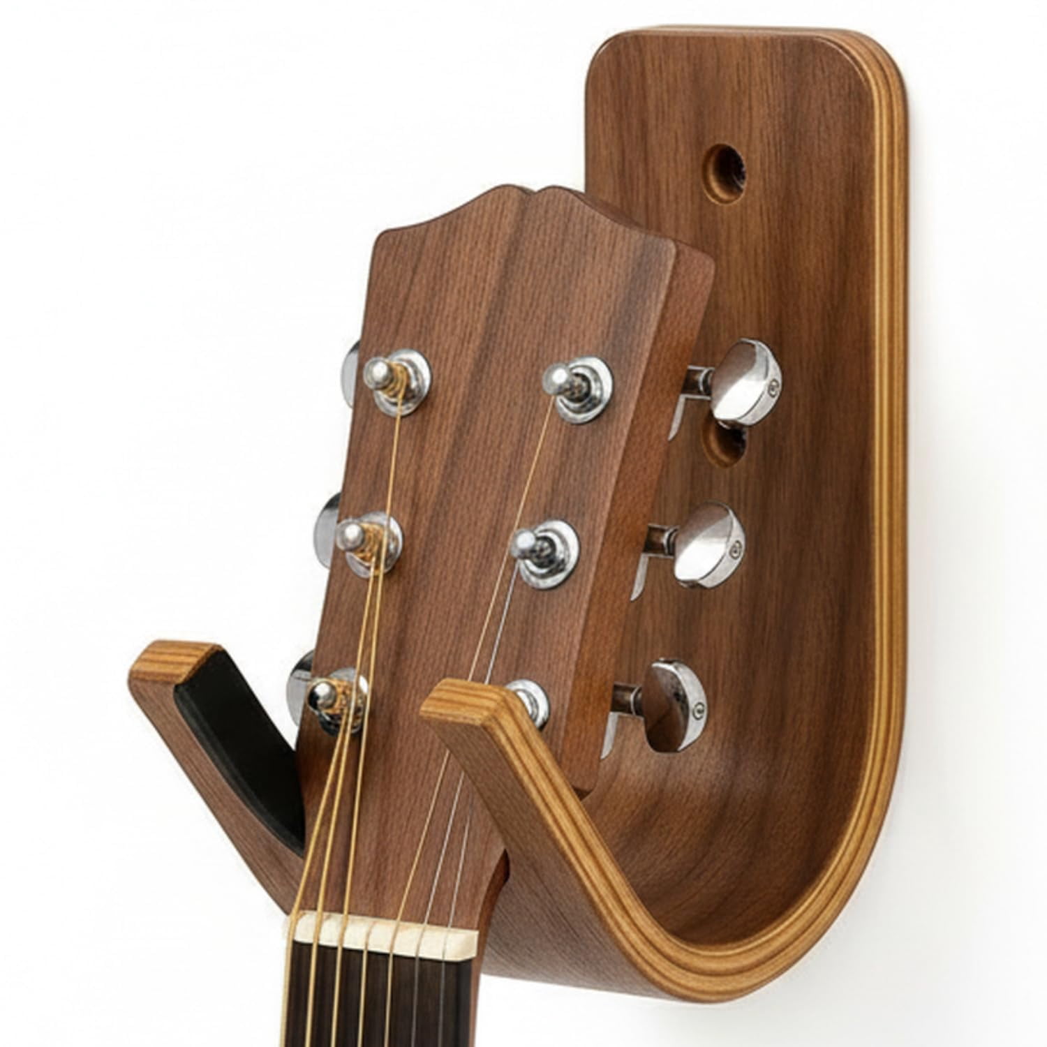 Guitar Wall Hanger - Sturdy Wood Base With Padded Hook Secure & Stylish Holder For Acoustic  Electric And Bass Guitars Easy Installation Space-saving Design