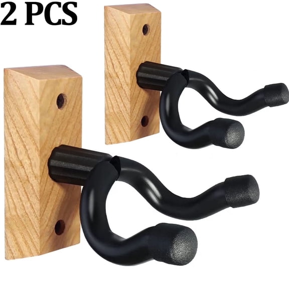 Guitar Wall Mount 2 Pack, Ash Hardwood Guitar Hanger, U-Shaped,Guitar Holder Hook Stand Wall for Acoustic, Electric Guitar, Banjo, Bass