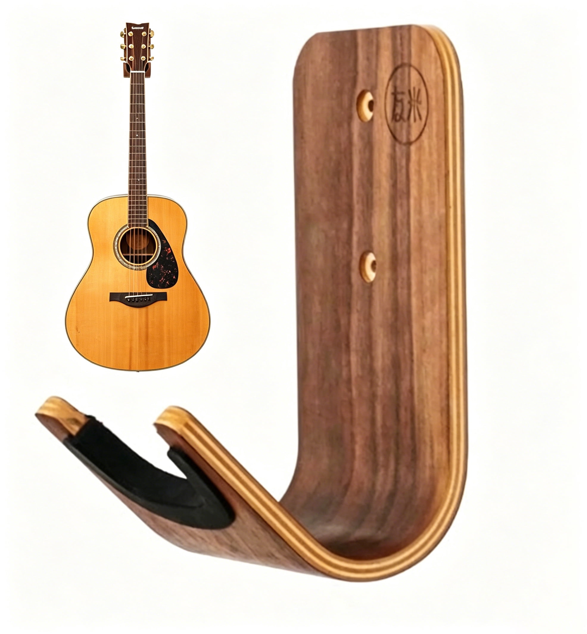 Guitar Wall Mount Hook Walnut Wood Guitar Hanger for Storage & Display Heavy Duty Ply Guitar Holder for The Wall Hangers Stand for Acoustic Guitars