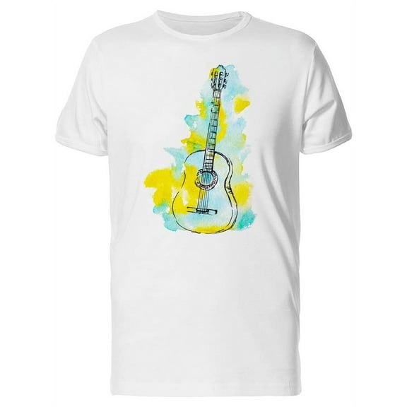 Guitar Watercolor Splash T-Shirt Men -Image by Shutterstock, Male Medium