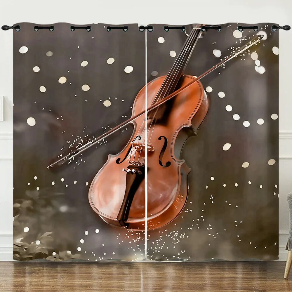 Guitar Window Drapes Rock Music Themed Curtains for Bedroom Living Room