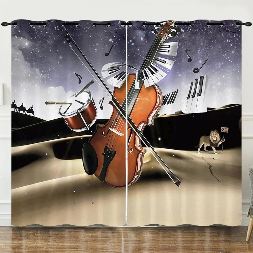 Guitar Window Drapes Rock Music Themed Curtains for Bedroom Living Room