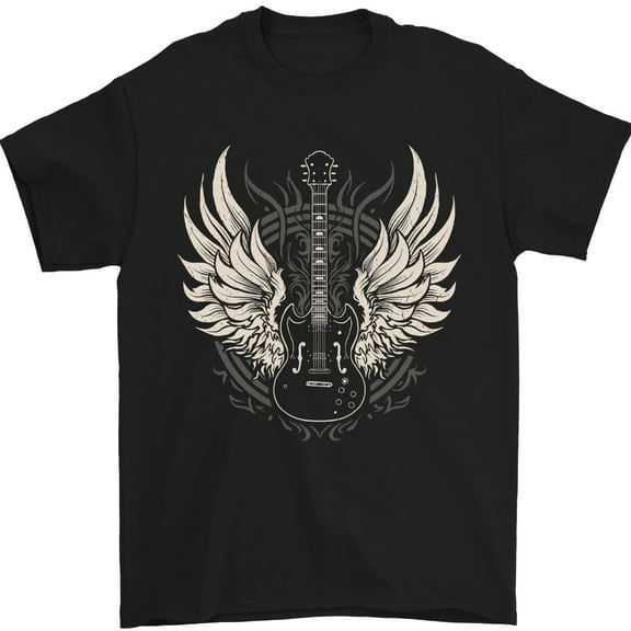 Guitar Wings Rock n Roll Music Heavy Metal Mens T-Shirt 100% Cotton