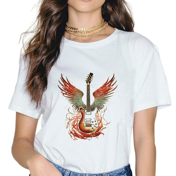 Guitar Wings Vintage Retro 80s Rock & Roll Music T-Shirt