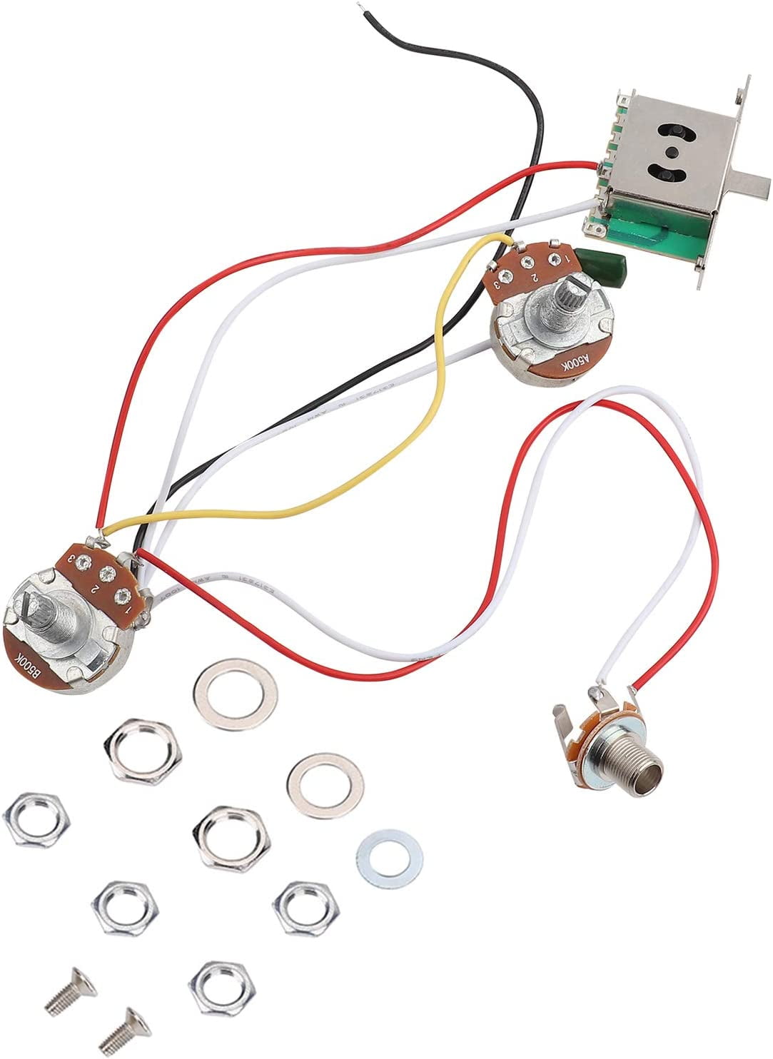 Guitar Wiring Harness Kit Electric Guitar Metallic Prewired 500K 3 Way
