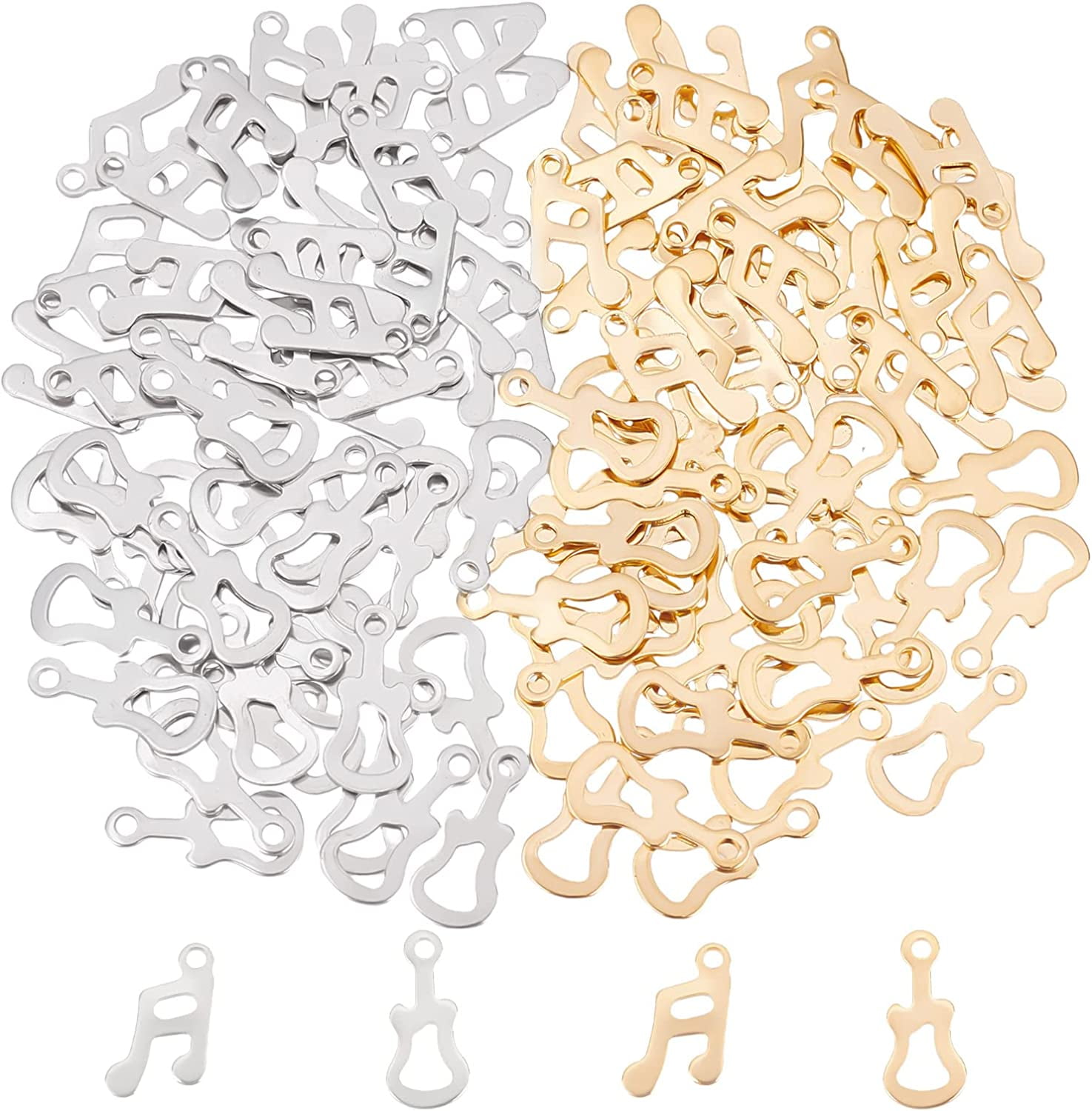 Guitar and Musical Note Charms Stainless Steel Hollow Musical ...