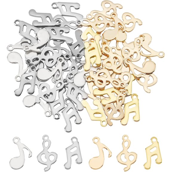 Guitar and Musical Note Charms Stainless Steel Hollow Musical Instruments Shape Pendants Hypoallergenic Metal Charms
