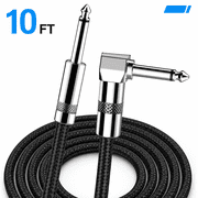 Guitar cable 10 ft Electronic Instrument Bass Amplifier cable 6.35mm plug Strong Right Angle/L-shape optional compatible effect/bass/electric guitar,Black