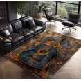 thumbnail image 1 of Guitar in Flower Garden Rug 3x5 ft = 95x155 cm Washable Rug, 1 of 5
