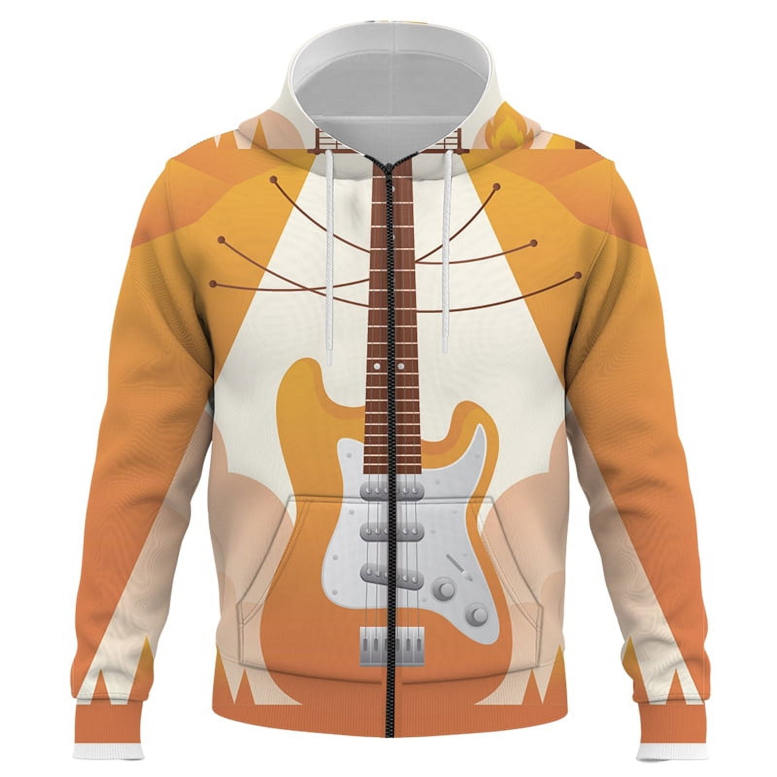 Guitar pattern Print Men's zipper Hoodies Sweatshirts Casual Spring ...