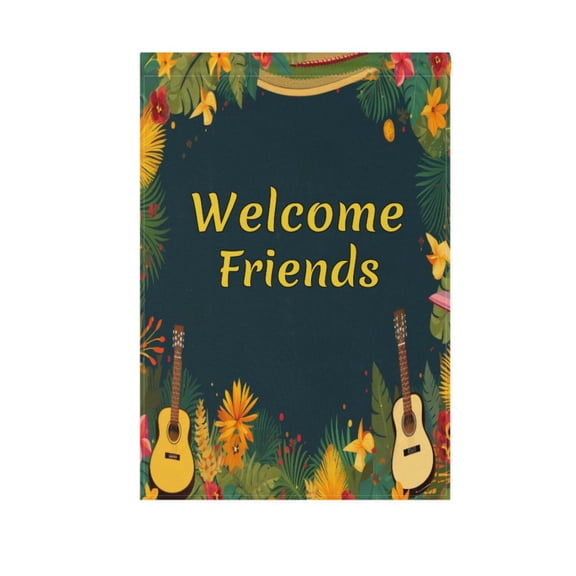 Guitar with Flower Garden Flag House Banner 28" x 40" Double Sided Outdoor Yard Decoration