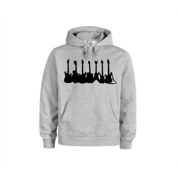 Guitarist Apparel, Unisex Hoodie, Guitars, Gift For Guitar Player, Musician Hoodie, Gift For Musician, Guitar Player, Music Apparel, Hoodie, Grey (Black Text), SMALL