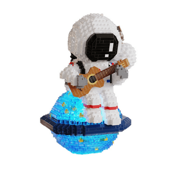 Guitarist Astronaut Mini Building Blocks Micro Building Kits for Kids and Adults,Space Toys with Led Lighting Kit