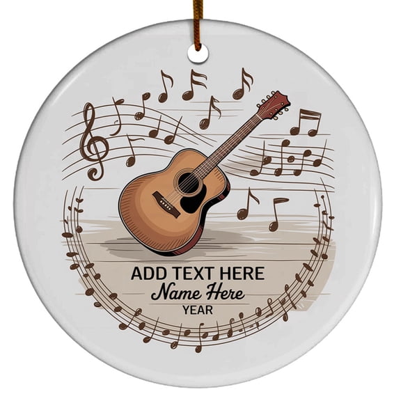 Guitarist Christmas 2025 Ornament - Customized Text, Year & Name for Guitar Players - Musical Instrument Gifts Men Women Xmas Christmas Ornament, Circle Christmas Ornament