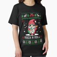 thumbnail image 1 of Guitarist Holiday Gnome Rock ’n’ Roll Ugly Christmas Style Unisex T-Shirt, up to size 5XL, 1 of 2