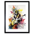 thumbnail image 1 of Guitarist Playing Electric Guitar Music Solo Vibrant Modern Splat Paint Watercolour Illustration Artwork Framed Wall Art Print 9X7 Inch, 1 of 5