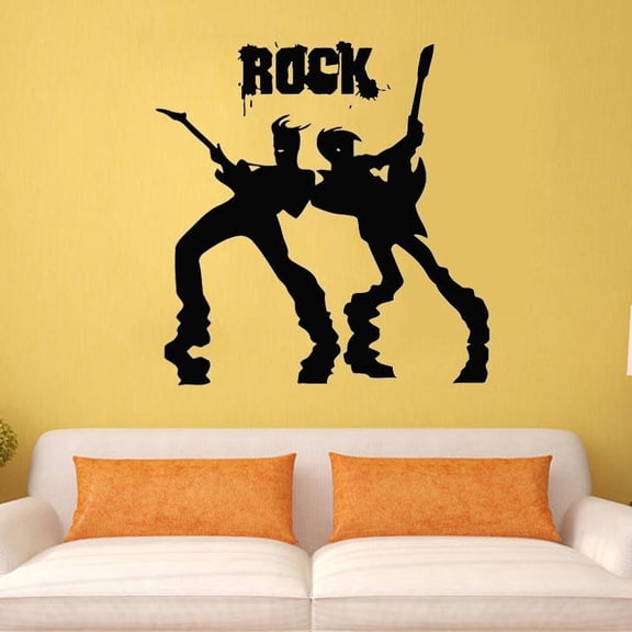 Guitarist Wall Decals Rock Band Rock Concert Men With Guitars Music Wall Sticker Home Decor Living Room Bedroom Vinyl Poster 58x58cm