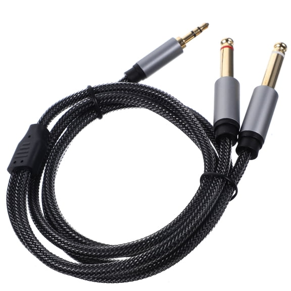 FOMIYES 3.5mm Stereo Audio Splitter Cable to Dual 6.35mm Mono Jacks with Nylon Cord