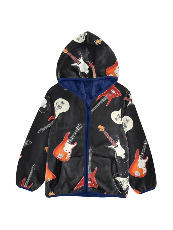 Guitars Kids Fleece Hood Jacket Fuzzy Outerwear 5T