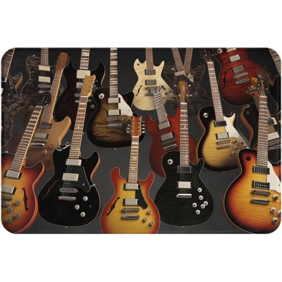 Guitars Printing Durable Indoor Doormats Memory Sponge Doormat Rubber Backing Non Slip Bath Rugs for Front Back Doors,Laundry Rooms,Living Room, Bedroom, 16 X 24 in