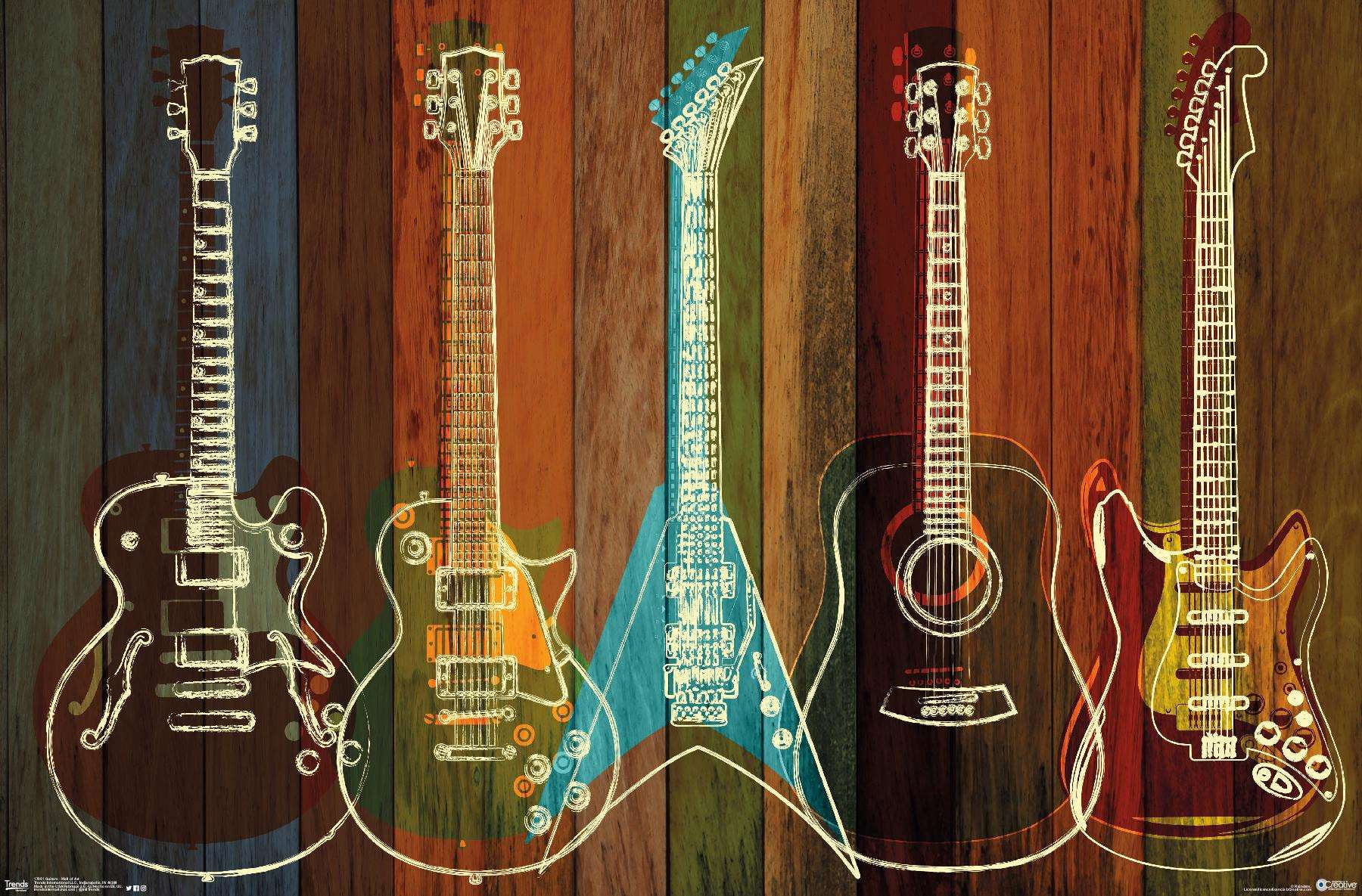 Guitars Wall Art Wall Poster, 14.725" x 22.375"