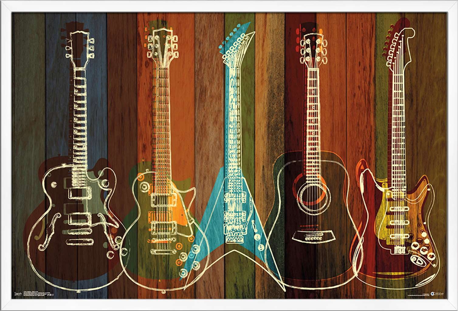 Guitars Wall Art Wall Poster, 22.375" x 34", Framed
