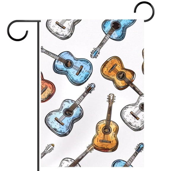 Guitars on White Background Double Sided Garden Flag Decorative Weather Resistant Yard Flag, Large DIY Vertical Flag for Farmhouse Patio Lawn, 28x40 Inch