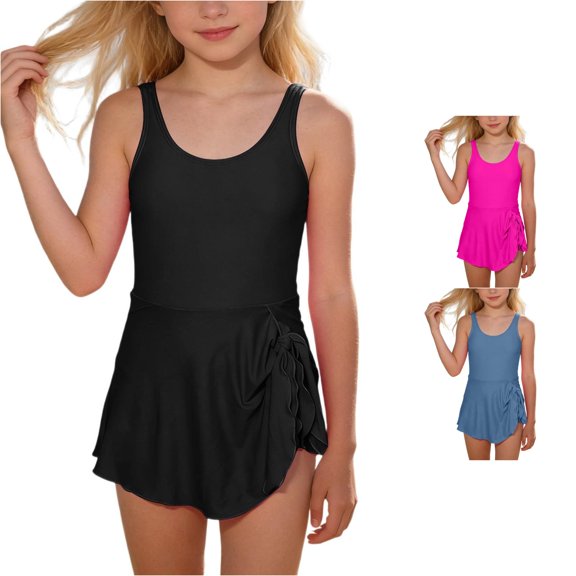 Guitiannn Adjustable Strap Tankini Swimsuit Dress Style for Girls Sun Swimwear Bathing Suit Girls Anime Girl Bathing Suit Youth Swim Suit Girls Toddler Girl Bikini Swimsuit 6t Swimsuit Girls Girls