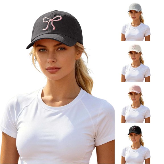 Guitiannn Adorable Baseball Cap Soft Top Sun Visor with Bow Knot for Casual Outdoor Daily Wear Hook Eye Closure Tennis Caps for Girls Hat for Tennis Visors for Women Headache on Us Open Tennis Hat