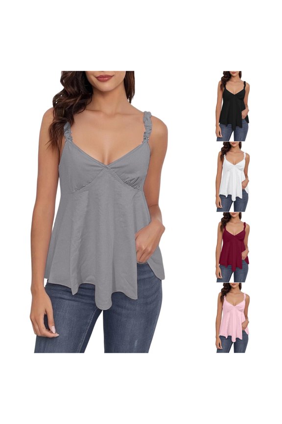 Elegant Ruffle Strap Camisole Basic Solid Color Layering Tank Top for Casual Wear Running Women Womens Running Must Haves for Women Fitted Top Bodysuit Cropped Top Compression 2x Lace Top