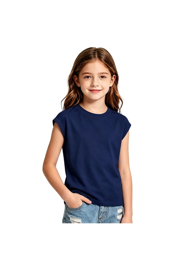 Girls Solid Short Sleeve T Shirts Summer Round Neck Basic Casual Tee for Kids Girl Long Sleeve Tunic Girls Get Too Shirt Toddler Girl Winter Outfits Girls Plane Shirts 18mo Girl Kids