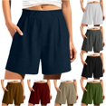 thumbnail image 1 of Guitiannn High Waisted Casual Summer Shorts for Elastic Comfort Loose Fit Solid Color Straight Leg Shorts Women's Shorts Athletic Long Chub Rub Shorts for Women Women Athletic Shorts Twill Shorts, 1 of 6