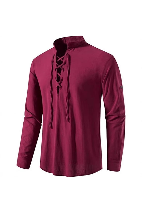 Men Solid Stand Neck Top Shirt Loose Long Sleeve Top Shirt Laning Fashion Elegant Blouse Top Casual Shirt 50s Clothes Men Printed Shirt T Shirts for Men Big and Tall 90s Button up Button